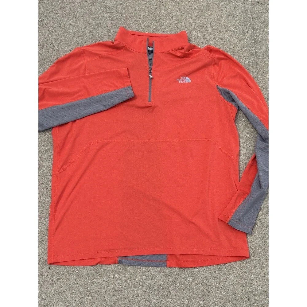 The North Face Pullover Men's XL Orange 1/4 Zip Performance Running Long Sleeve